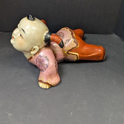 Asian Porcelain Chinese Child Crawling On The Floor
