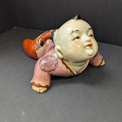 Asian Porcelain Chinese Child Crawling On The Floor