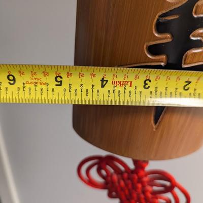 Bamboo Chinese Wall Hanging Letter Carving w/ Tassels