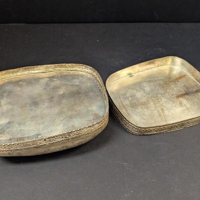 Chinese Old White & Blue Flower Graphic Porcelain Art Pewter Box