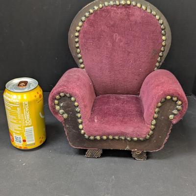 Vintage Doll Chair Wine Velvet & Wood Hand Made