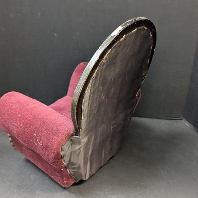 Vintage Doll Chair Wine Velvet & Wood Hand Made