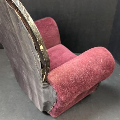 Vintage Doll Chair Wine Velvet & Wood Hand Made