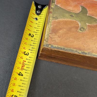 Wooden Trinket Box With Brass Inlay