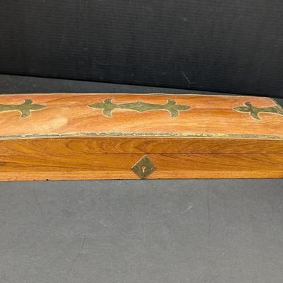 Wooden Trinket Box With Brass Inlay