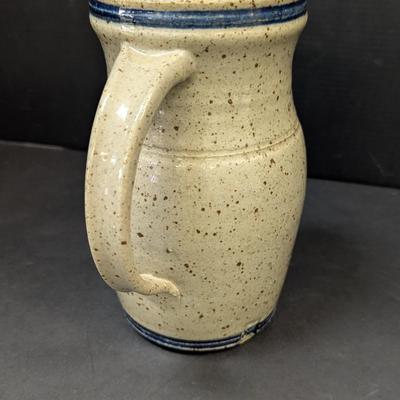 Signed Salt Glazed Stoneware Pottery Pitcher Barrington Est. 1770