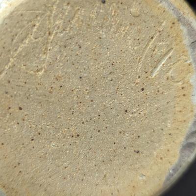 Signed Salt Glazed Stoneware Pottery Pitcher Barrington Est. 1770