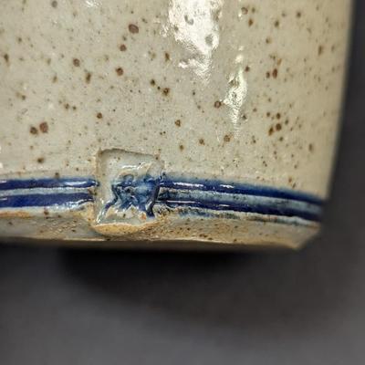 Signed Salt Glazed Stoneware Pottery Pitcher Barrington Est. 1770