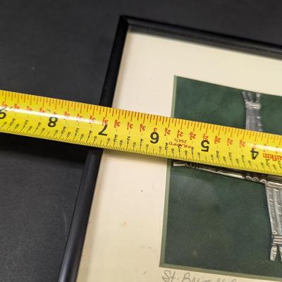 Marcie Preisler St. Brigid Cross Framed Pewter Sculpture Signed