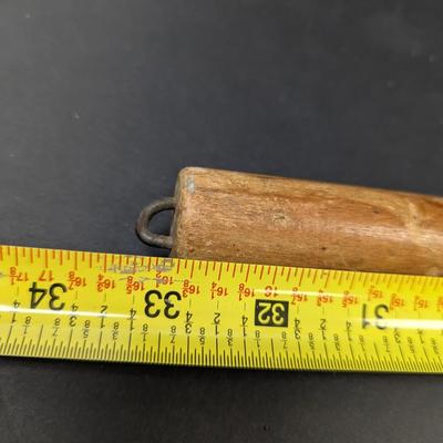 Antique Primitive Twisted Iron Rug Carpet Beater With Wooden Handle