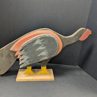 Folk Art Hand Carved Wooden Turkey