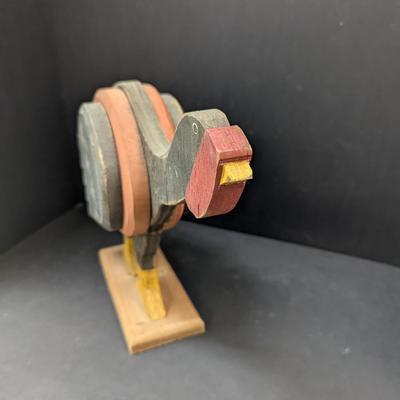 Folk Art Hand Carved Wooden Turkey