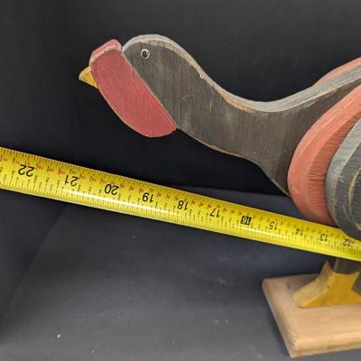 Folk Art Hand Carved Wooden Turkey