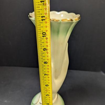 Vintage Yellow Ceramic Hand Vase Accent Decor