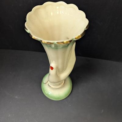 Vintage Yellow Ceramic Hand Vase Accent Decor