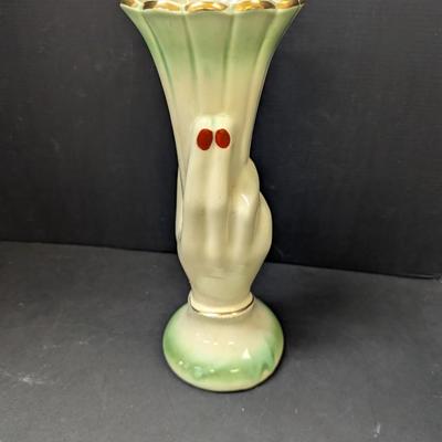 Vintage Yellow Ceramic Hand Vase Accent Decor