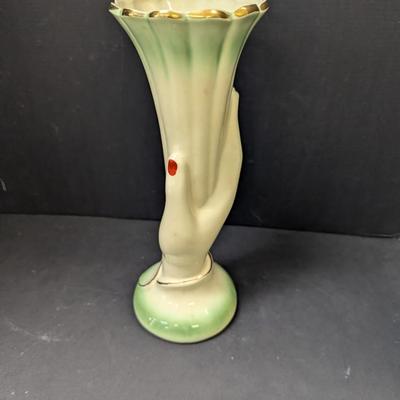 Vintage Yellow Ceramic Hand Vase Accent Decor
