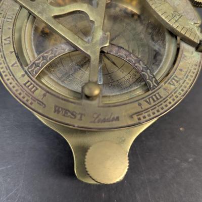 Antique Brass Sundial Compass