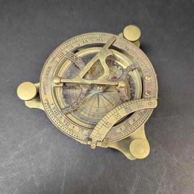 Antique Brass Sundial Compass