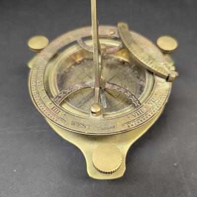Antique Brass Sundial Compass