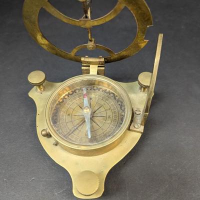 Antique Brass Sundial Compass