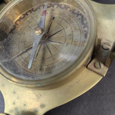 Antique Brass Sundial Compass