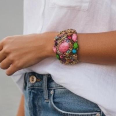 Sale Photo Thumbnail #9: Haute Couture or Statement Style Rhinestone Lizard Clamper Bracelet