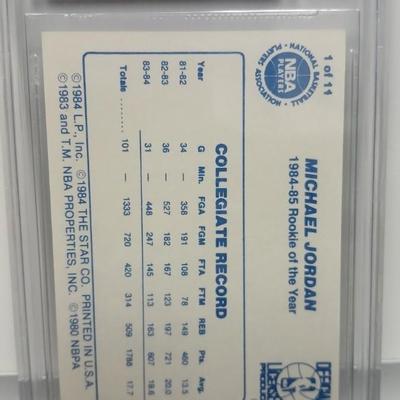 Sale Photo Thumbnail #2: BGS 9.5 Michael Jordan – 1985 Star Last 11 ROY #1 Rookie Card

This listing is for a 1985 Star Last 11 Rookie Card (#1) featuring Michael Jordan, professionally graded BGS 9.5 GEM MINT. As one of Jordan’s earliest trading cards, this rookie card is hi
