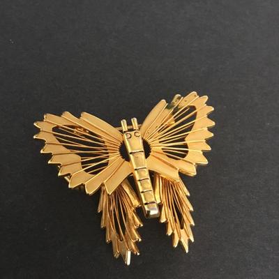 Vintage, goldtone, butterfly brooch