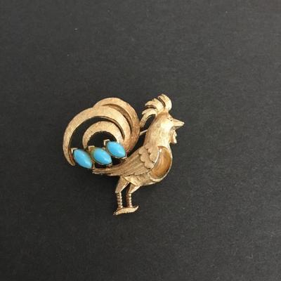 Vintage gold tone rooster pen/brooch
