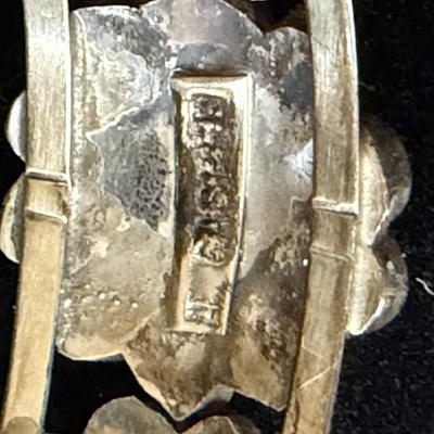 Sale Photo Thumbnail #221: Signed, sterling, multi gemstone cuff.
Very nice condition   Retails at $400