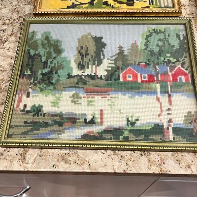 Lot 113 Crewel/ Cross Stitch framed