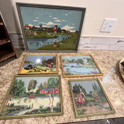 Lot 113 Crewel/ Cross Stitch framed