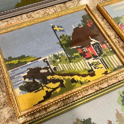 Lot 113 Crewel/ Cross Stitch framed