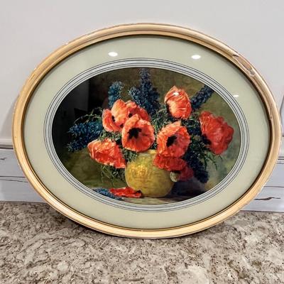 Lot 115 Vintage oval framed poppies print