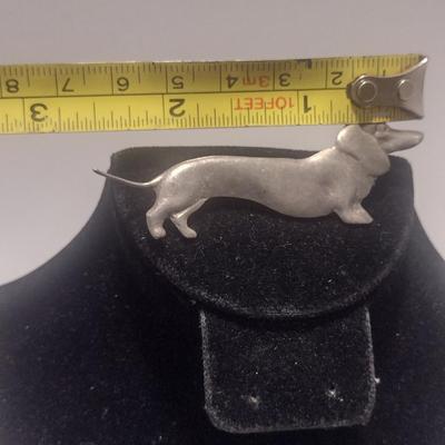 Sterling Silver Dachshund Brooch- Approx Total Weight 4.93 Grams (#9)
