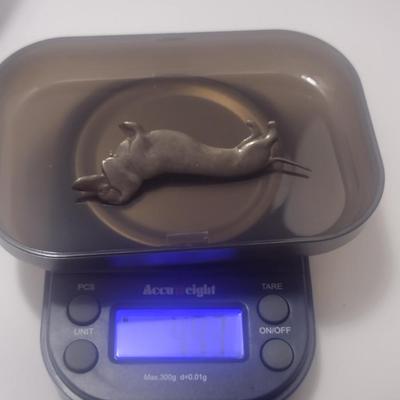 Sterling Silver Dachshund Brooch- Approx Total Weight 4.93 Grams (#9)