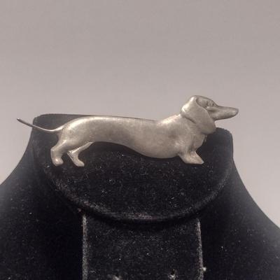 Sterling Silver Dachshund Brooch- Approx Total Weight 4.93 Grams (#9)