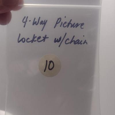 Vintage 4-Way Picture Locket with Chain (#10)