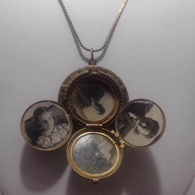 Vintage 4-Way Picture Locket with Chain (#10)