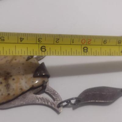 Sterling Silver and Stone Navajo Necklace- June Perry- Marked 'JMP' (#11)