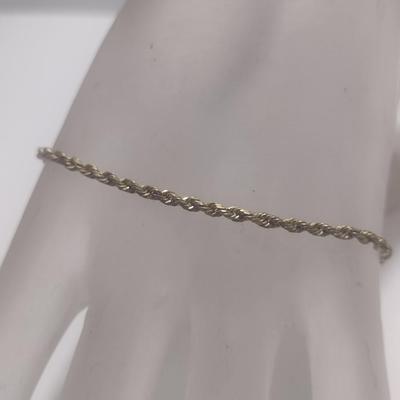10 Karat Yellow Gold Rope Bracelet with Lobster Claw Clasp- 8 1/4" Long, Approx Total Weight 3.56 Grams (#12)