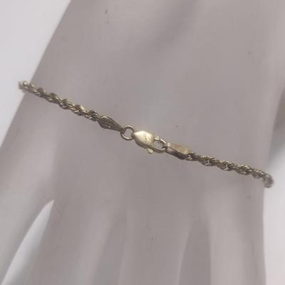 10 Karat Yellow Gold Rope Bracelet with Lobster Claw Clasp- 8 1/4" Long, Approx Total Weight 3.56 Grams (#12)