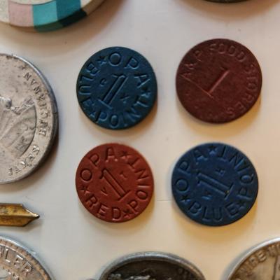 Sale Photo Thumbnail #270: This lot is for a Little Bag of Whatever.  When we clean out an estate there are usually little bits and pieces found in the back of drawers and desks. Here is a bag filled with things from a recent estate.  Could be used for an art piece, for resell or m