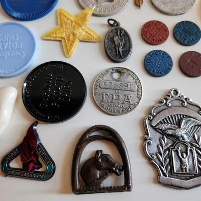 Sale Photo Thumbnail #272: This lot is for a Little Bag of Whatever.  When we clean out an estate there are usually little bits and pieces found in the back of drawers and desks. Here is a bag filled with things from a recent estate.  Could be used for an art piece, for resell or m