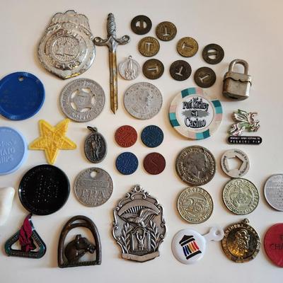 Sale Photo Thumbnail #276: This lot is for a Little Bag of Whatever.  When we clean out an estate there are usually little bits and pieces found in the back of drawers and desks. Here is a bag filled with things from a recent estate.  Could be used for an art piece, for resell or m