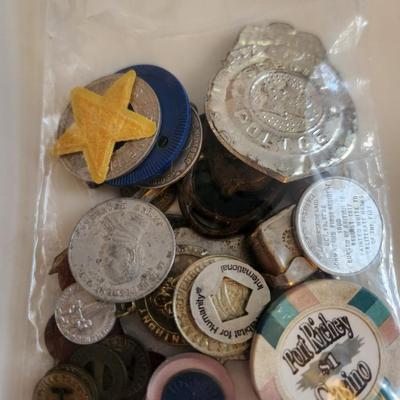 Sale Photo Thumbnail #277: This lot is for a Little Bag of Whatever.  When we clean out an estate there are usually little bits and pieces found in the back of drawers and desks. Here is a bag filled with things from a recent estate.  Could be used for an art piece, for resell or m