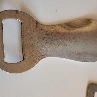 Sale Photo Thumbnail #286: This lot is for a Trio of Vintage Bottle Openers.  These three bottle openers have been around for a while, one advertises Grapette Soda, another Ballantine Ale and the last for Nettleton Shoes which is not only a bottle opener but a shoehorn.  All are me