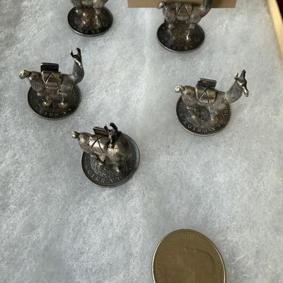 Sale Photo Thumbnail #228: Ideal for name holders or menu items on a buffet.
Totally charming.  
Set on top of Bolivian Coin, all 1909 dated