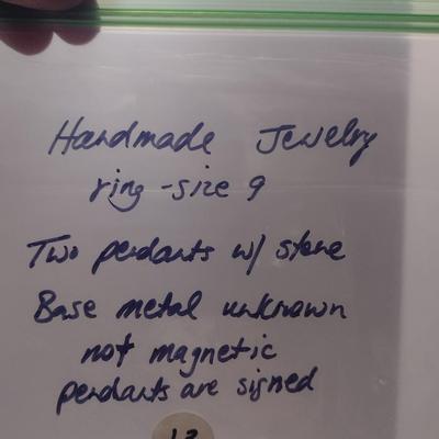 Collection of Hand Crafted Jewelry- Two Pendants and One Ring (#13)